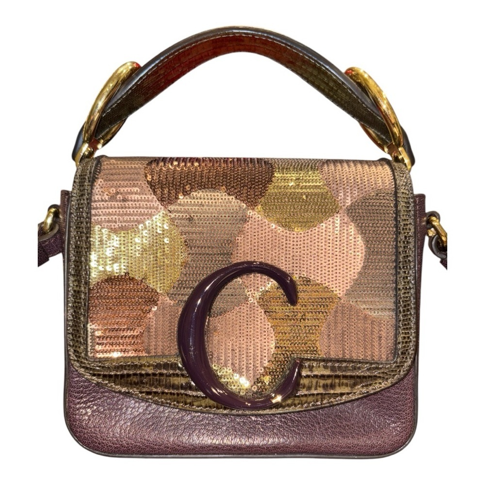 Chloe Calfskin Camo Sequin Mini Crossbody Bag w/auth card. B 14 - Picture 3 of 17